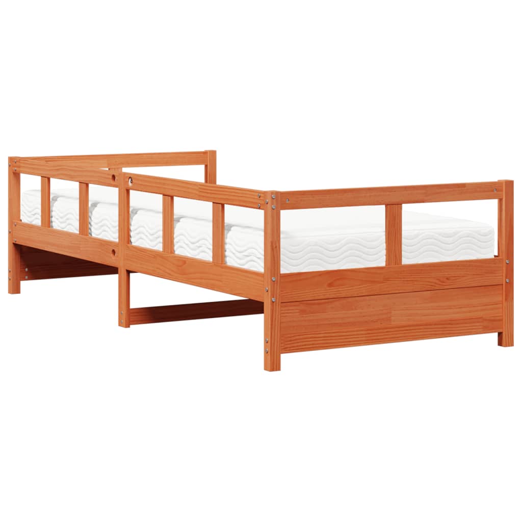 vidaXL Tagesbett mit Matratze Wachsbraun 80x200 cm Massivholz Kiefer
