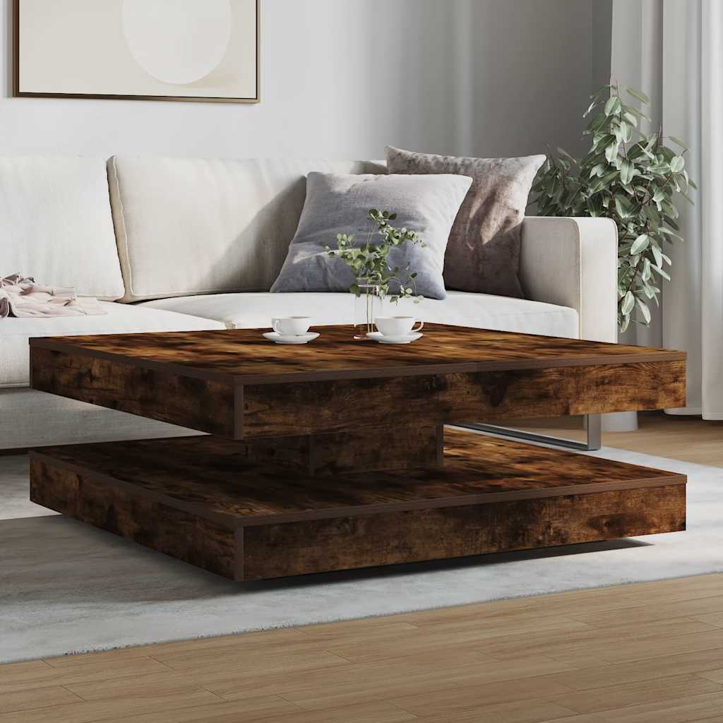 vidaXL Couchtisch 360-Grad Drehbar Räuchereiche 90x90x34,5 cm