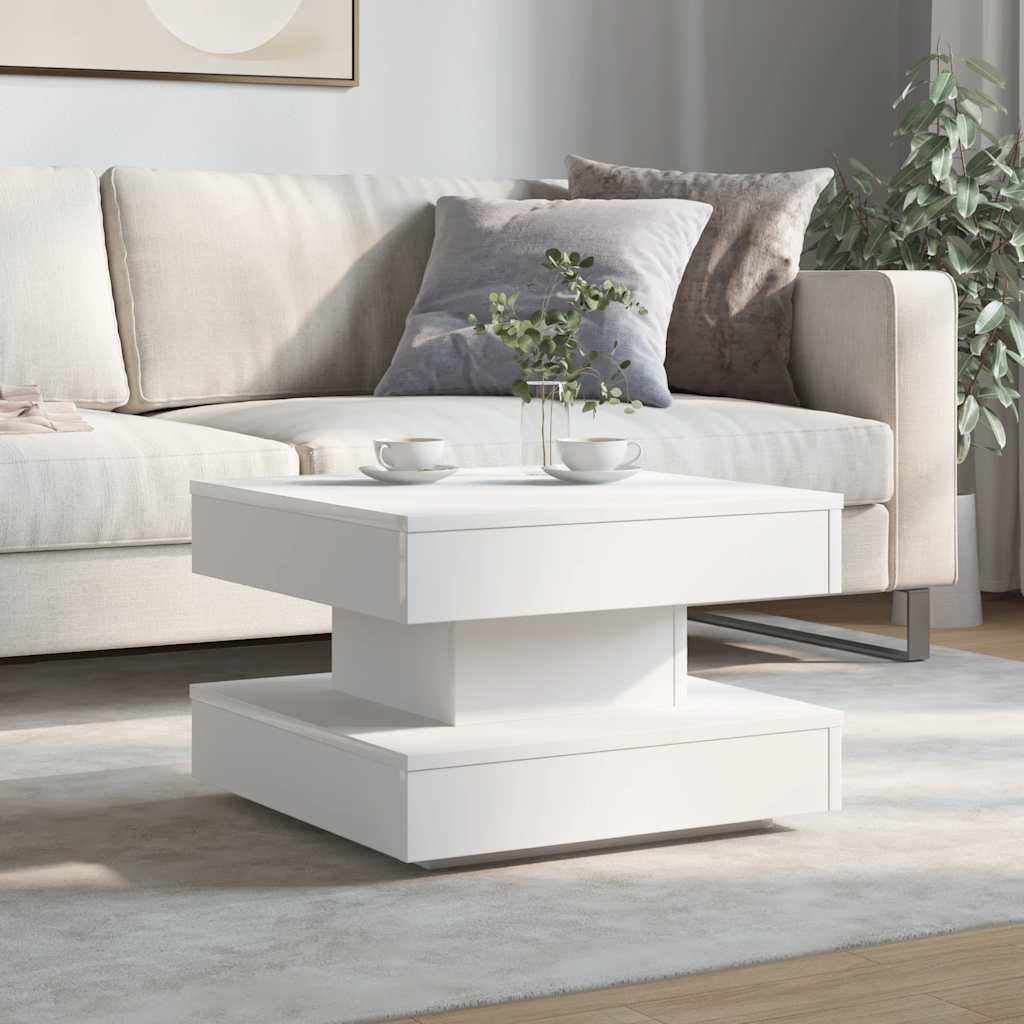 vidaXL Couchtisch 360-Grad Drehbar Weiß 50x50x34,5 cm