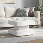 vidaXL Couchtisch 360-Grad Drehbar Weiß 50x50x34,5 cm