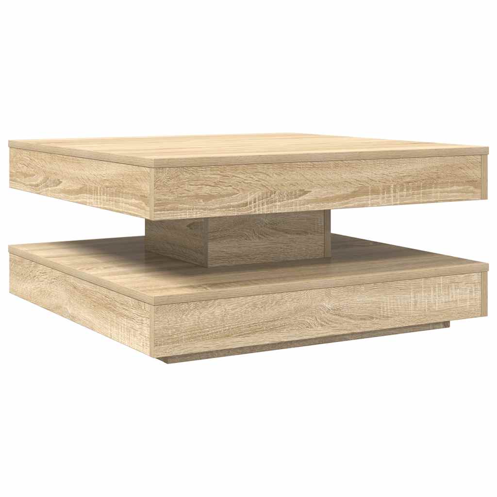vidaXL Couchtisch 360-Grad Drehbar Sonoma-Eiche 70x70x34,5 cm