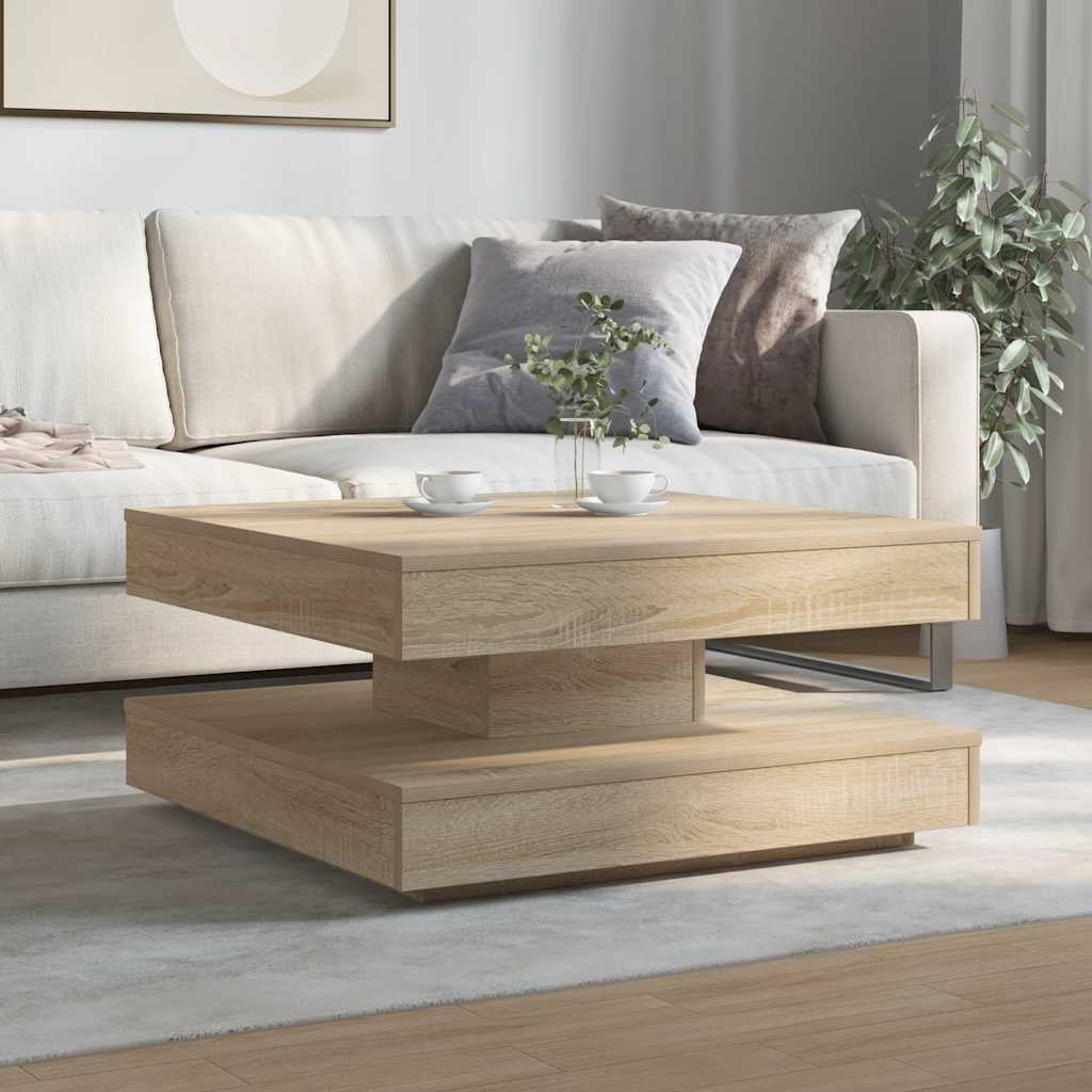 vidaXL Couchtisch 360-Grad Drehbar Sonoma-Eiche 70x70x34,5 cm