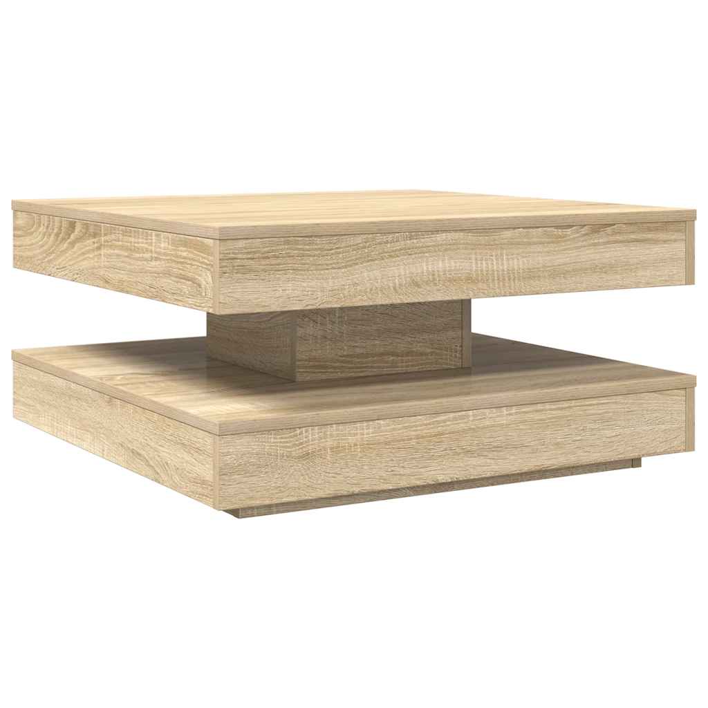 vidaXL Couchtisch 360-Grad Drehbar Sonoma-Eiche 70x70x34,5 cm