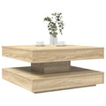 vidaXL Couchtisch 360-Grad Drehbar Sonoma-Eiche 70x70x34,5 cm