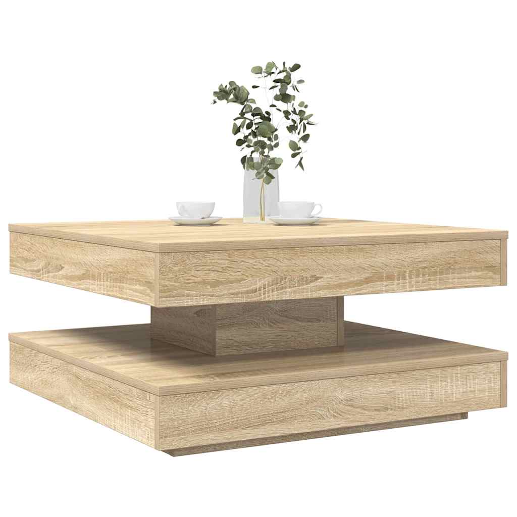 vidaXL Couchtisch 360-Grad Drehbar Sonoma-Eiche 70x70x34,5 cm