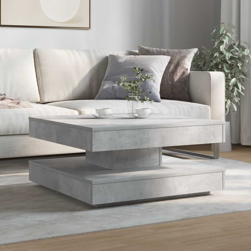 vidaXL Couchtisch 360-Grad Drehbar Betongrau 70x70x34,5 cm