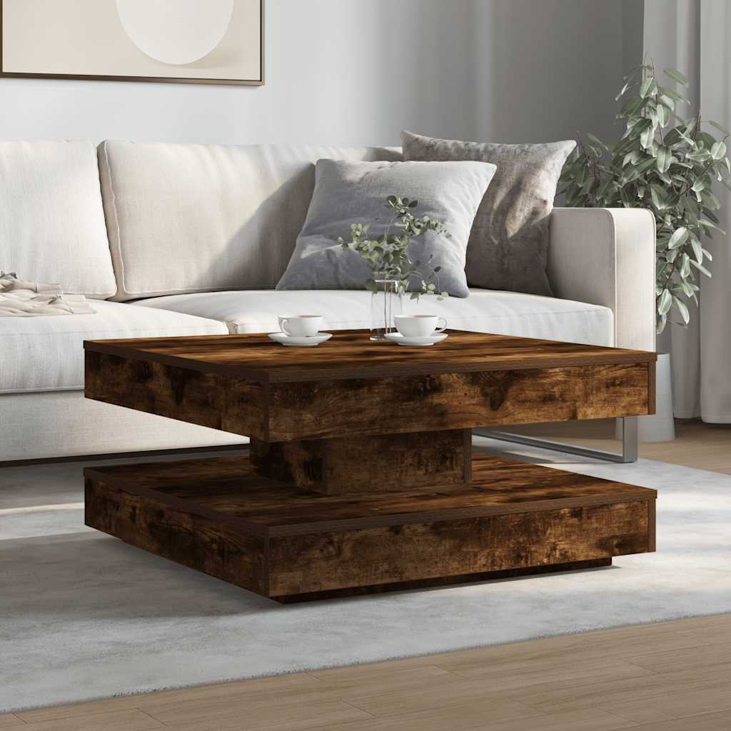 vidaXL Couchtisch 360-Grad Drehbar Räuchereiche 70x70x34,5 cm
