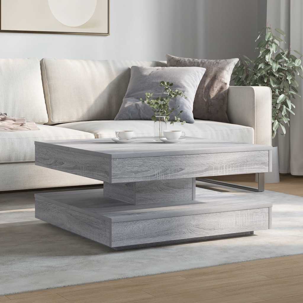 vidaXL Couchtisch 360-Grad Drehbar Grau Sonoma 70x70x34,5 cm