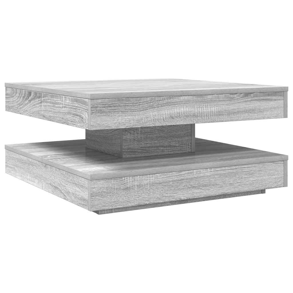 vidaXL Couchtisch 360-Grad Drehbar Grau Sonoma 70x70x34,5 cm