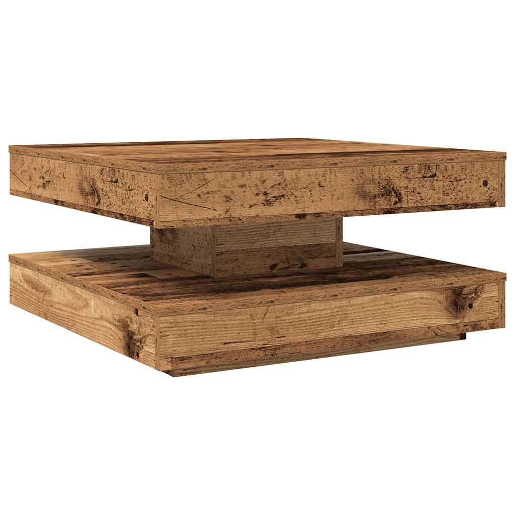 vidaXL Couchtisch 360-Grad Drehbar Altholz-Optik 70x70x34,5 cm