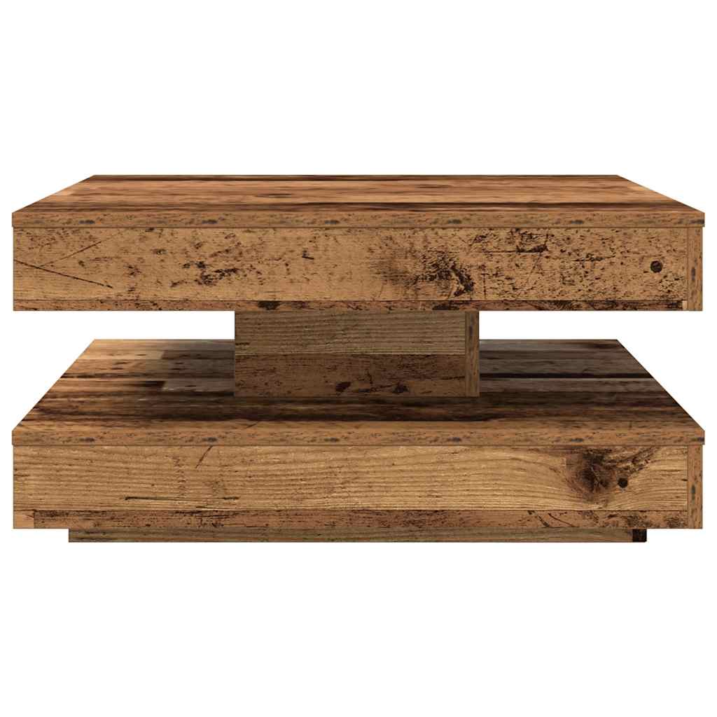 vidaXL Couchtisch 360-Grad Drehbar Altholz-Optik 70x70x34,5 cm