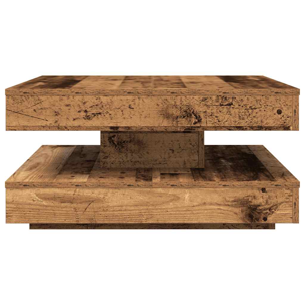 vidaXL Couchtisch 360-Grad Drehbar Altholz-Optik 70x70x34,5 cm