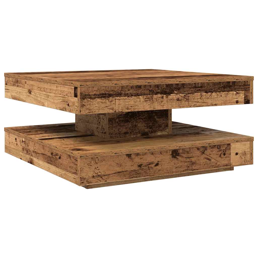 vidaXL Couchtisch 360-Grad Drehbar Altholz-Optik 70x70x34,5 cm
