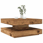 vidaXL Couchtisch 360-Grad Drehbar Altholz-Optik 70x70x34,5 cm