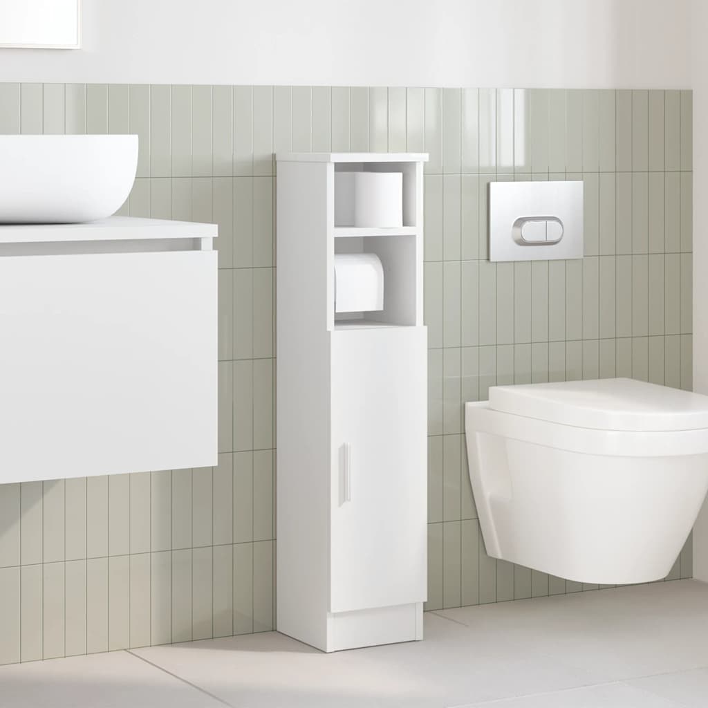 vidaXL Badezimmerschrank mit Rollenhalter Weiß 20,5x22x90 cm
