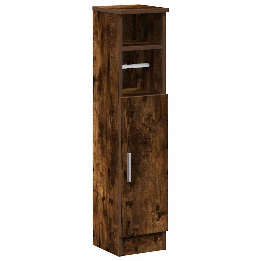 vidaXL Badezimmerschrank mit Rollenhalter Räuchereiche 20,5x22x90 cm