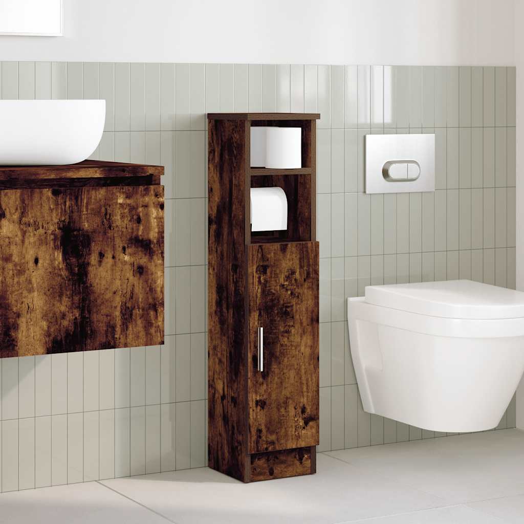 vidaXL Badezimmerschrank mit Rollenhalter Räuchereiche 20,5x22x90 cm
