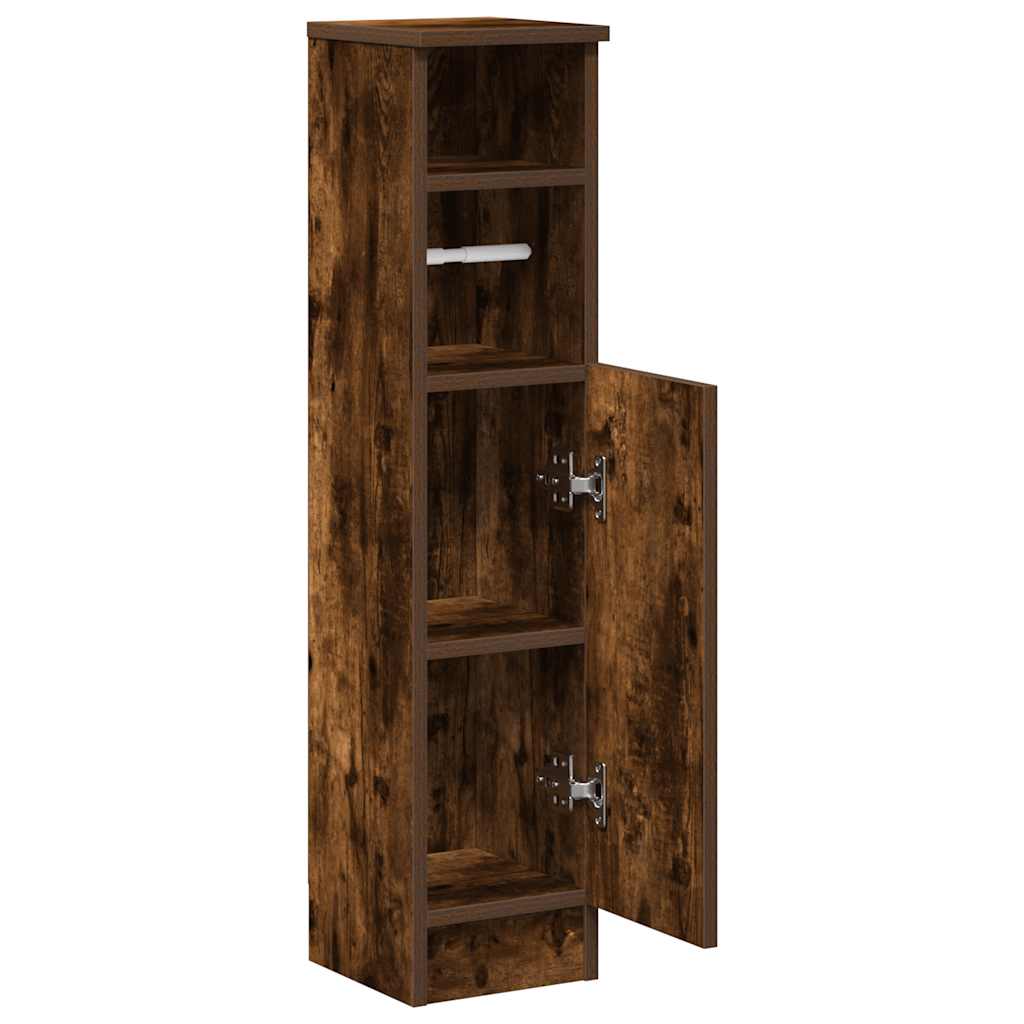 vidaXL Badezimmerschrank mit Rollenhalter Räuchereiche 20,5x22x90 cm