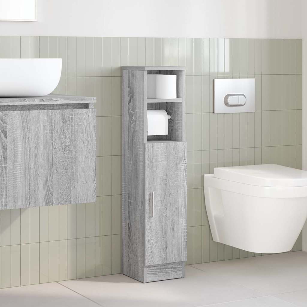 vidaXL Badezimmerschrank mit Rollenhalter Grau Sonoma 20,5x22x90 cm