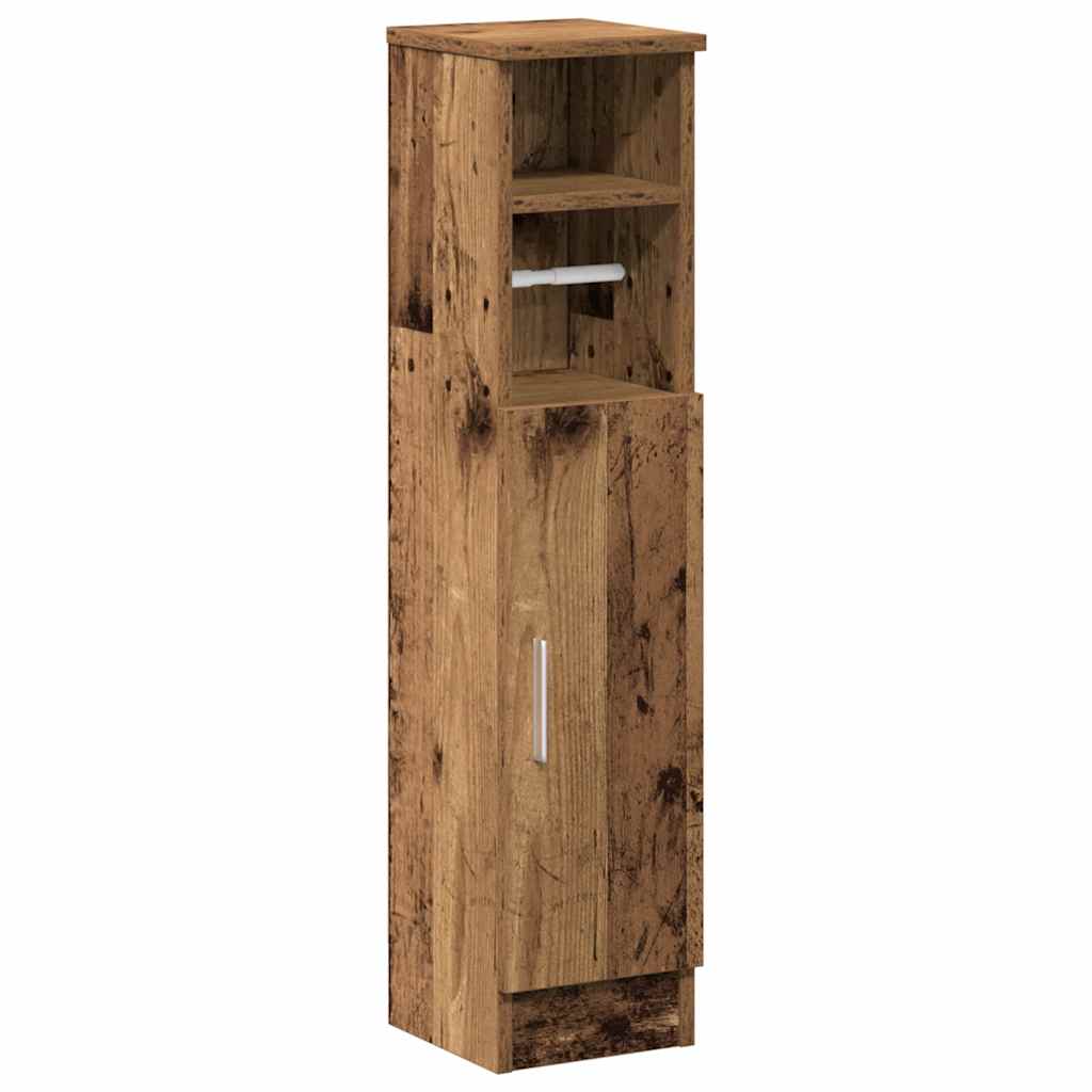 vidaXL Badezimmerschrank mit Rollenhalter Altholz-Optik 20,5x22x90 cm