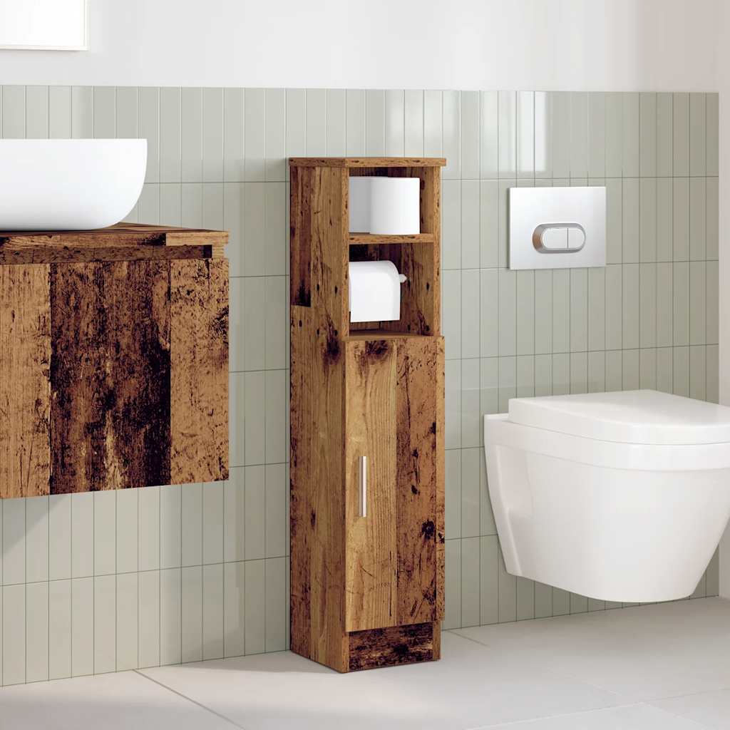 vidaXL Badezimmerschrank mit Rollenhalter Altholz-Optik 20,5x22x90 cm
