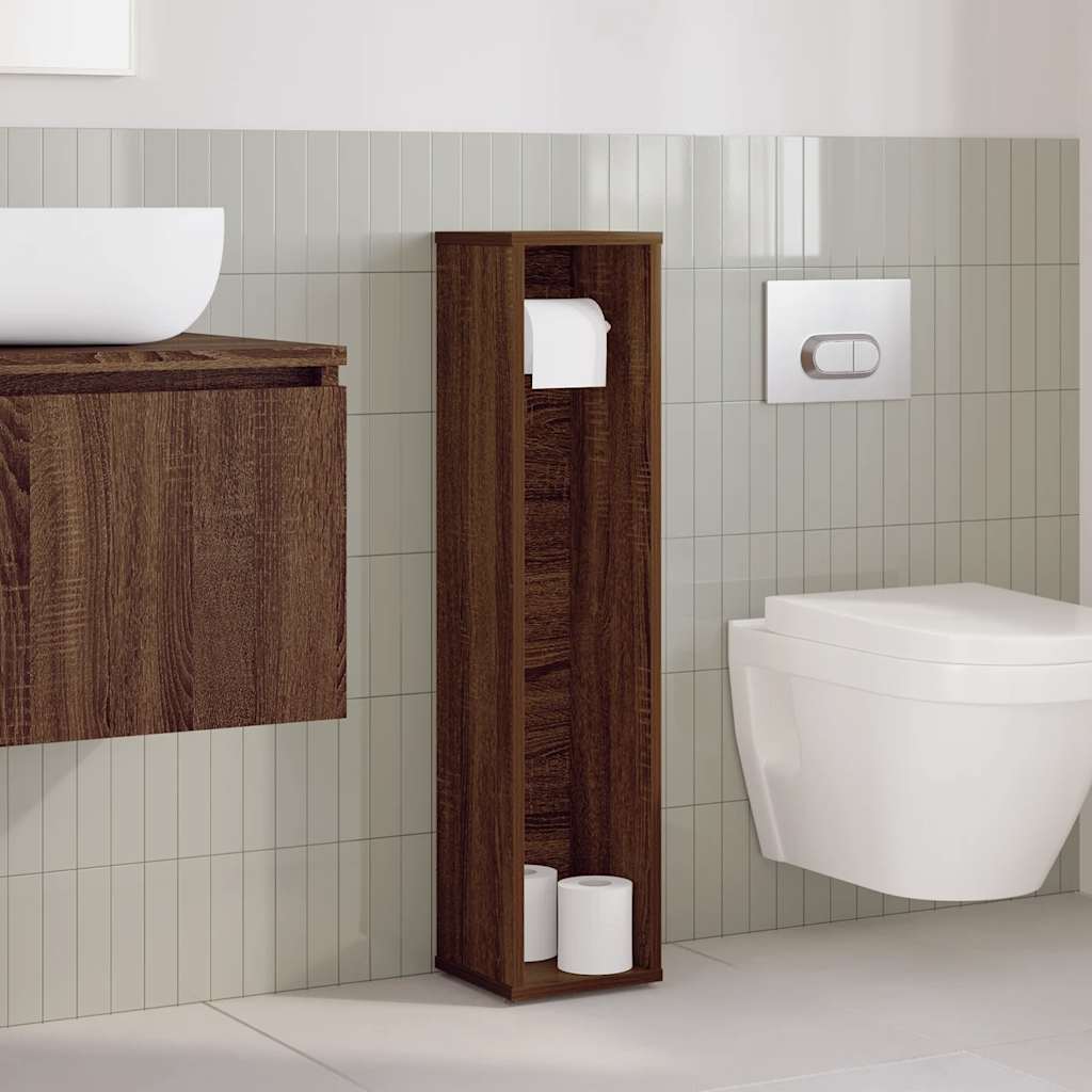 vidaXL Badezimmerschrank mit Rollenhalter Braune Eiche 20,5x20x90 cm