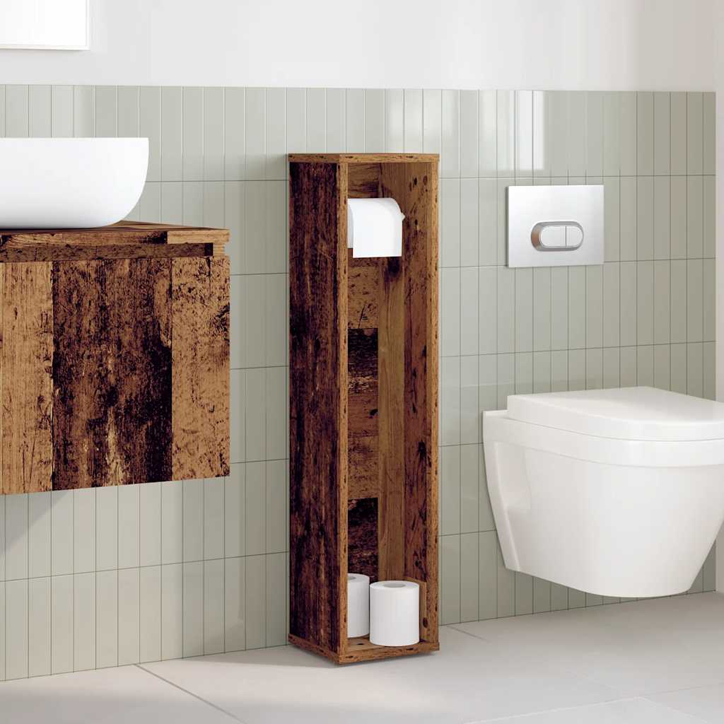 vidaXL Badezimmerschrank mit Rollenhalter Altholz 20,5x20x90 cm
