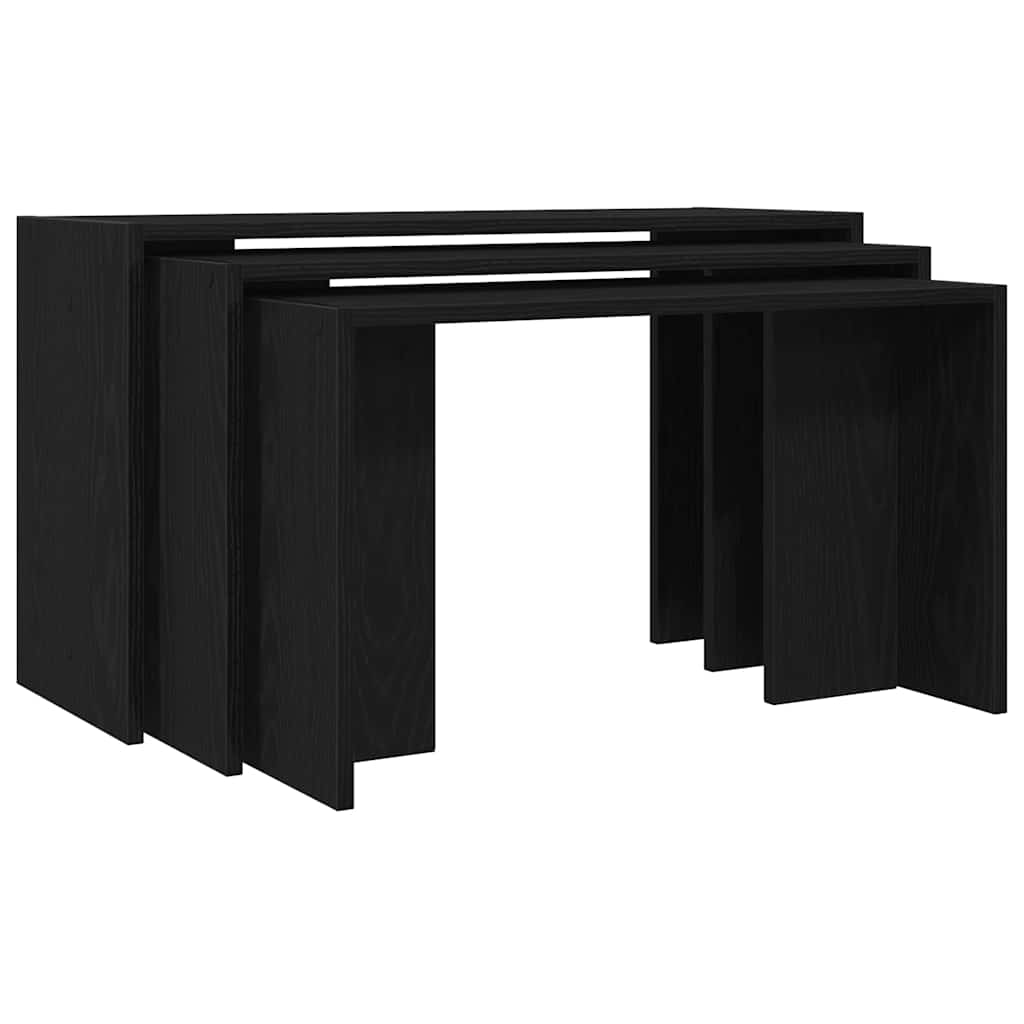 vidaXL Satztische 3 Stk. Schwarz Holzwerkstoff
