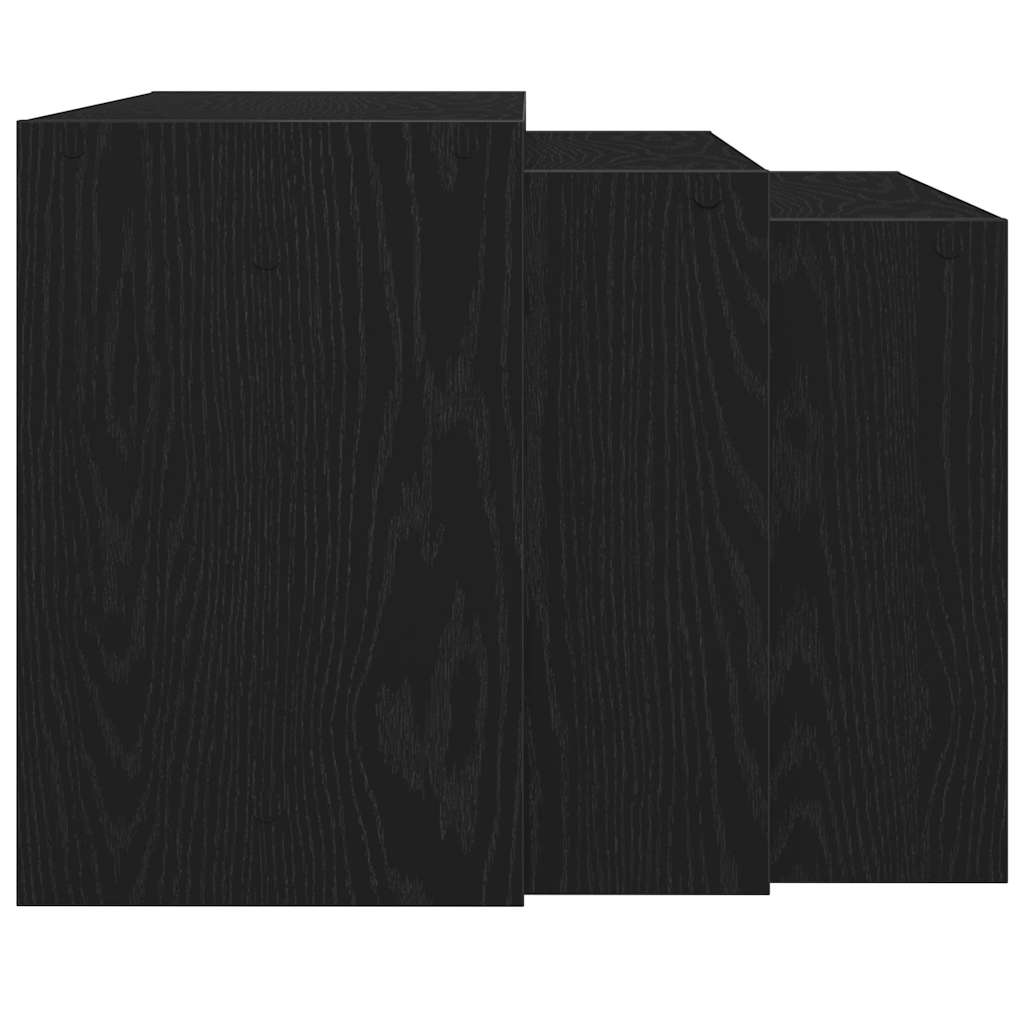 vidaXL Satztische 3 Stk. Schwarz Holzwerkstoff