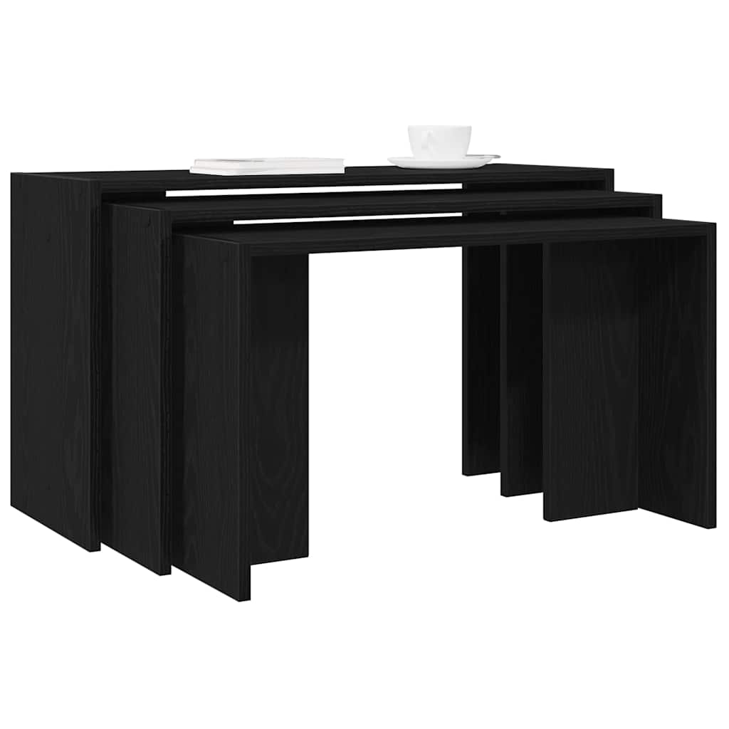 vidaXL Satztische 3 Stk. Schwarz Holzwerkstoff