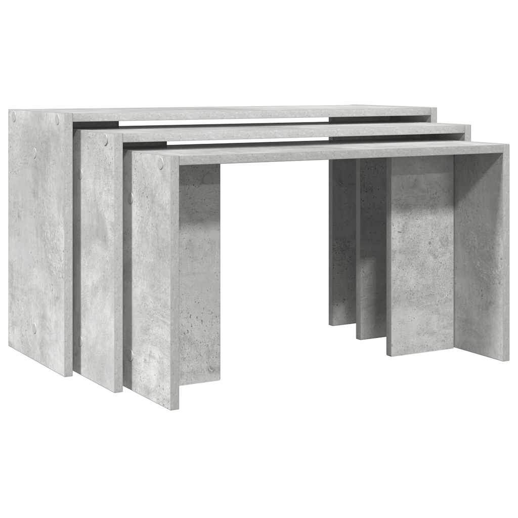 vidaXL Satztische 3 Stk. Betongrau Holzwerkstoff