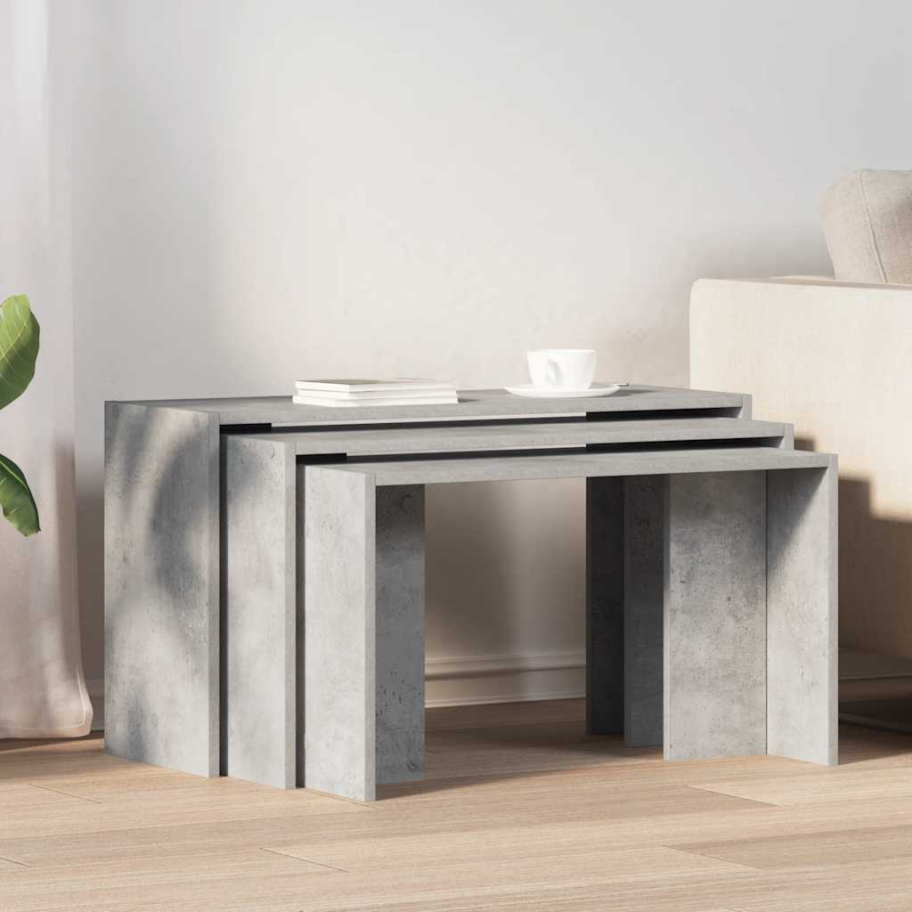 vidaXL Satztische 3 Stk. Betongrau Holzwerkstoff