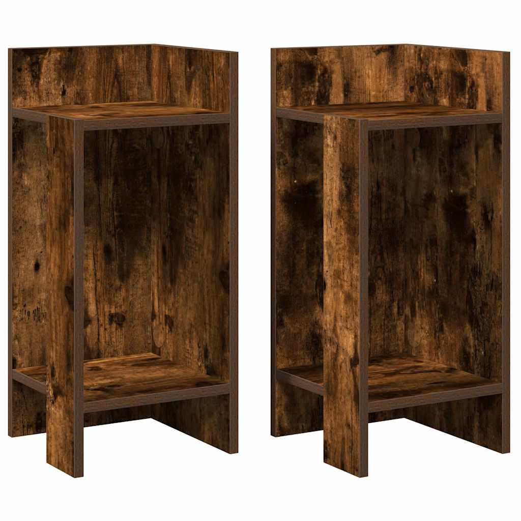 vidaXL Beistelltische 2 Stk. mit Ablage Räuchereiche 25,5x27x60 cm