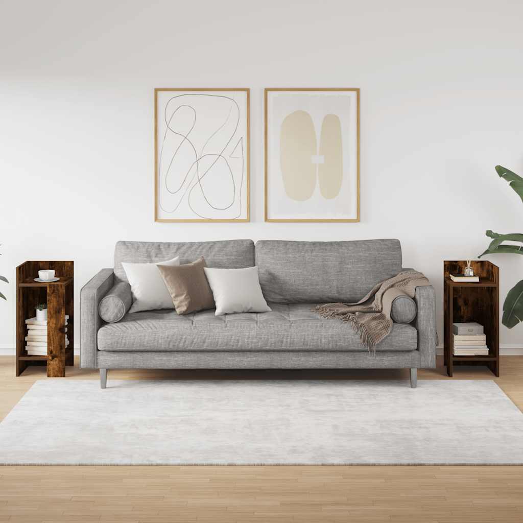vidaXL Beistelltische 2 Stk. mit Ablage Räuchereiche 25,5x27x60 cm