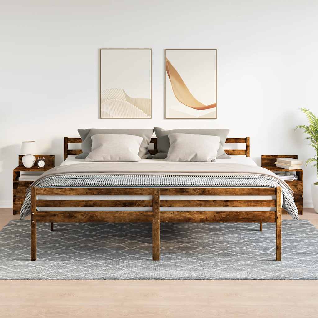 vidaXL Nachttische 2 Stk. mit 2 Schubladen Räuchereiche 40x33x60 cm