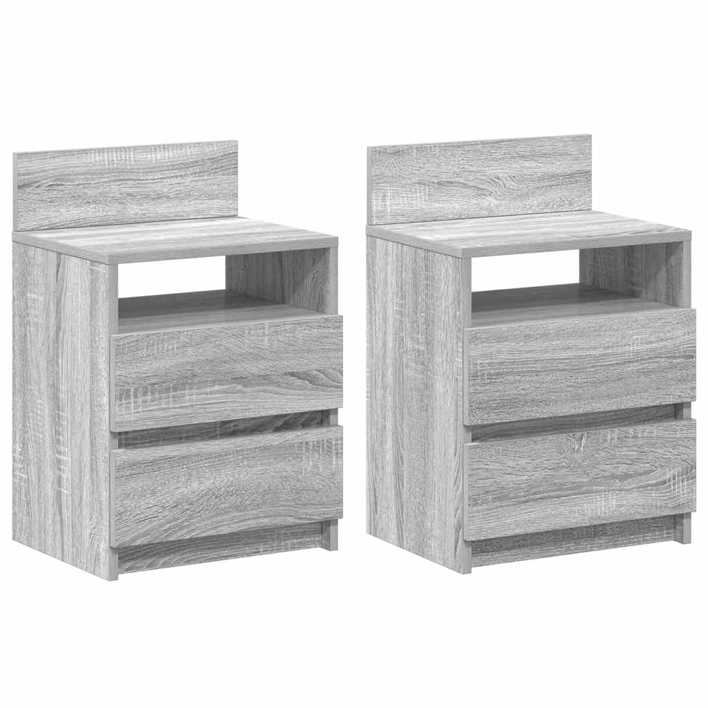 vidaXL Nachttische 2 Stk. mit 2 Schubladen Grau Sonoma 40x33x60 cm