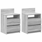 vidaXL Nachttische 2 Stk. mit 2 Schubladen Grau Sonoma 40x33x60 cm