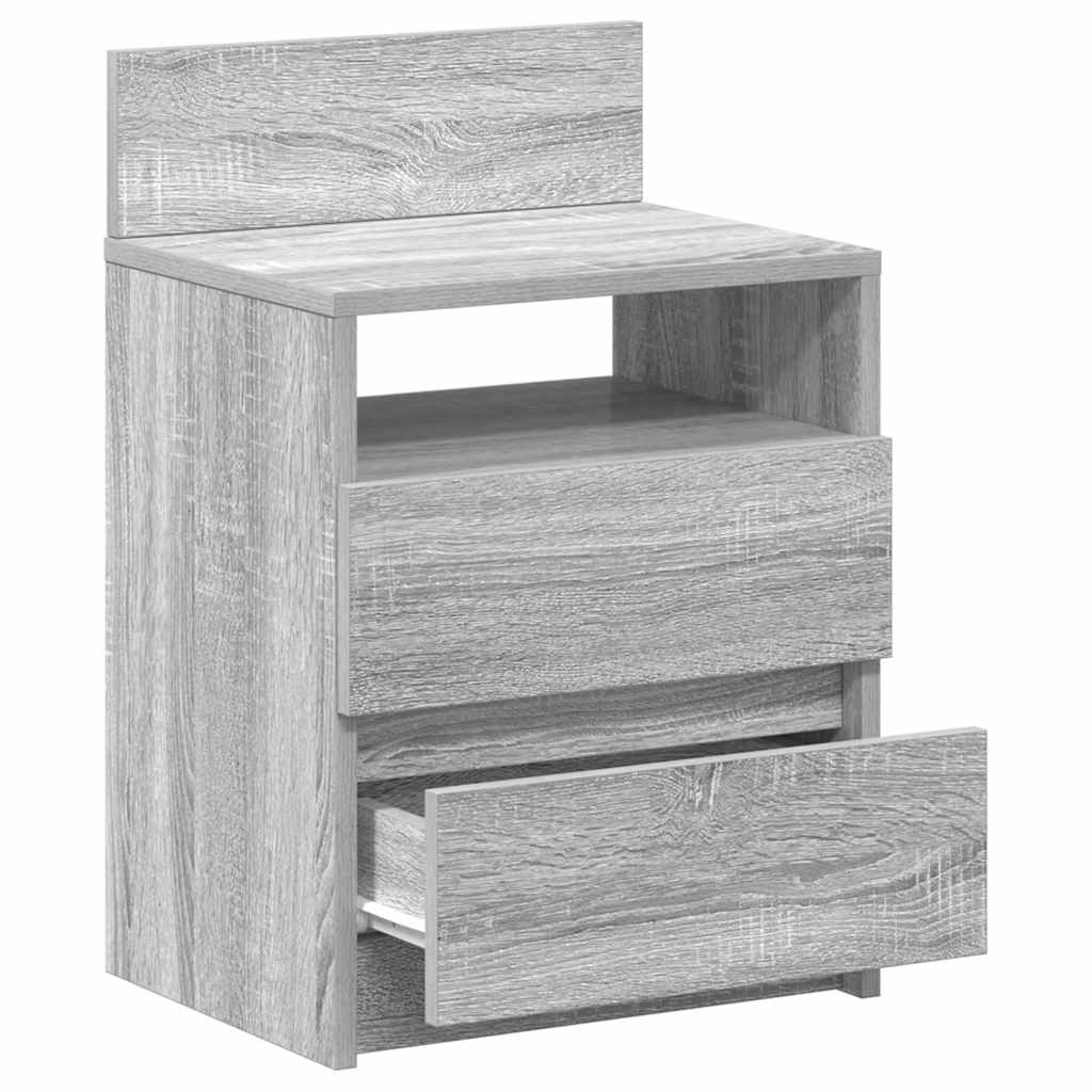 vidaXL Nachttische 2 Stk. mit 2 Schubladen Grau Sonoma 40x33x60 cm