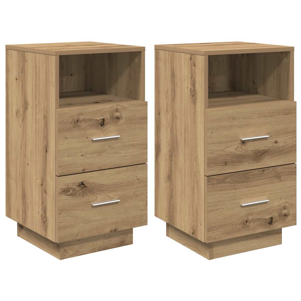 vidaXL Nachttische 2 Stk. mit 2 Schubladen Artisan-Eiche 36x36x68 cm