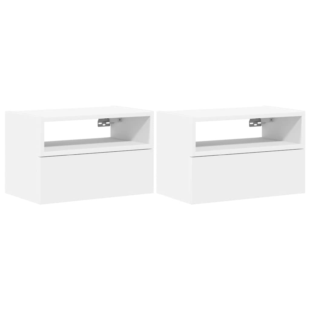 vidaXL Wand-Nachttische 2 Stk. Weiß 45x26x28,5 cm