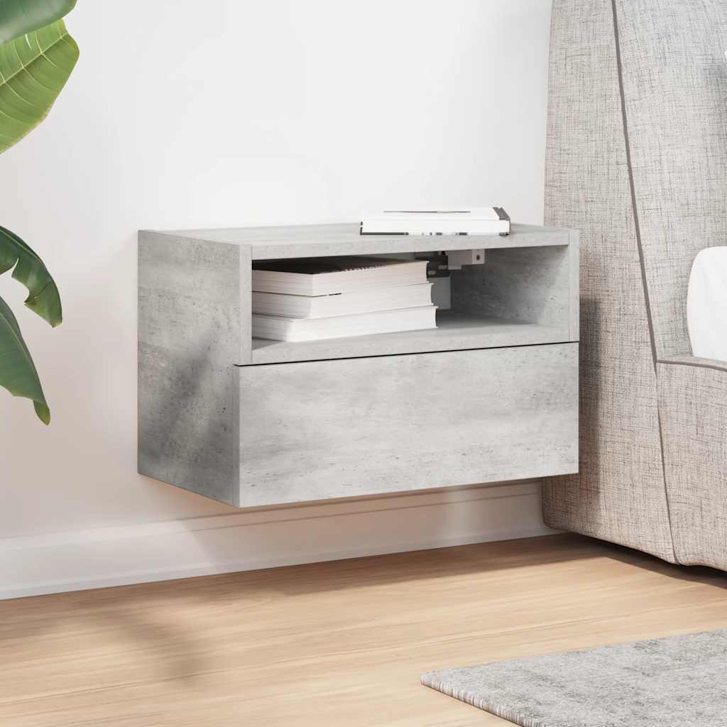 vidaXL Wand-Nachttisch Betongrau 45x26x28,5 cm