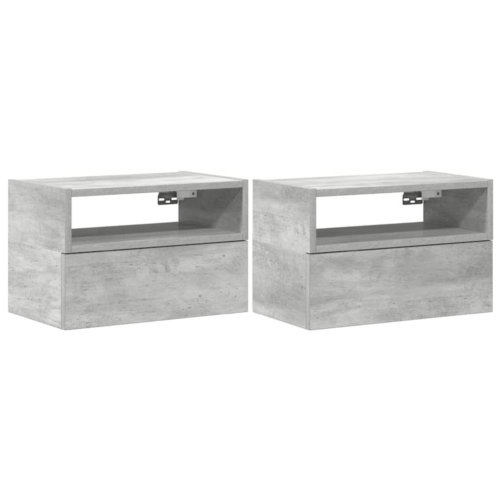 vidaXL Wand-Nachttische 2 Stk. Betongrau 45x26x28,5 cm