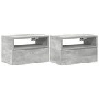 vidaXL Wand-Nachttische 2 Stk. Betongrau 45x26x28,5 cm