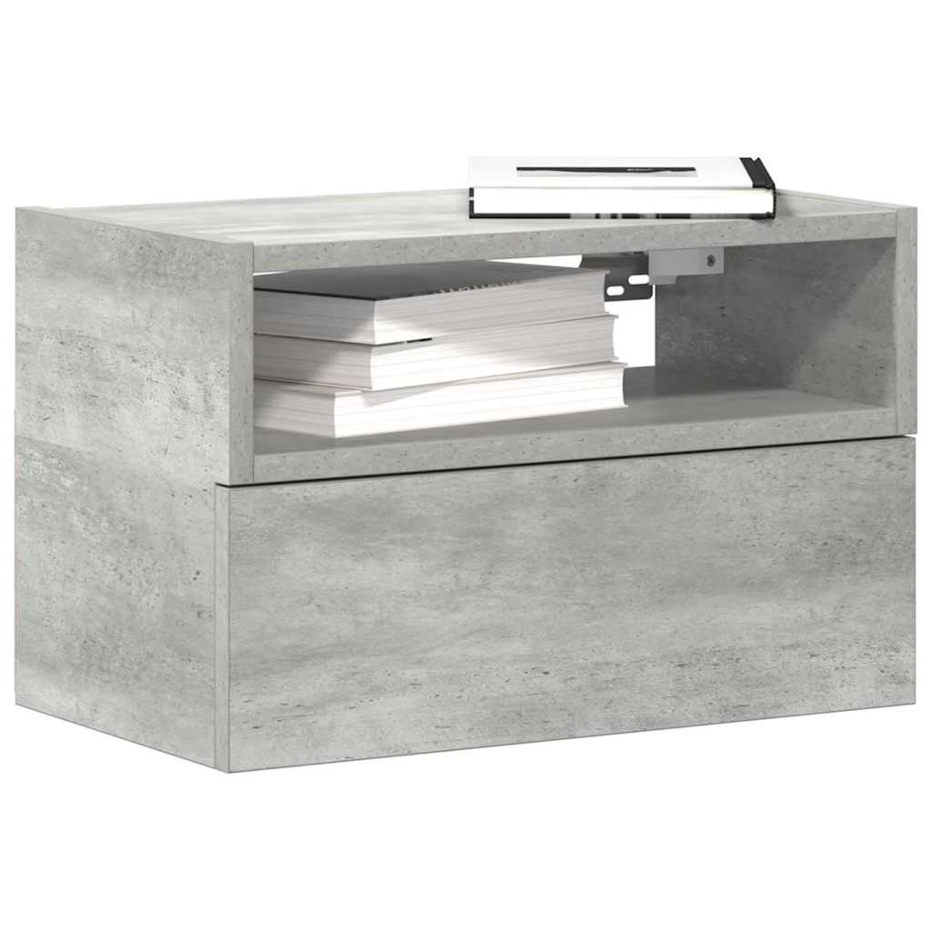 vidaXL Wand-Nachttische 2 Stk. Betongrau 45x26x28,5 cm