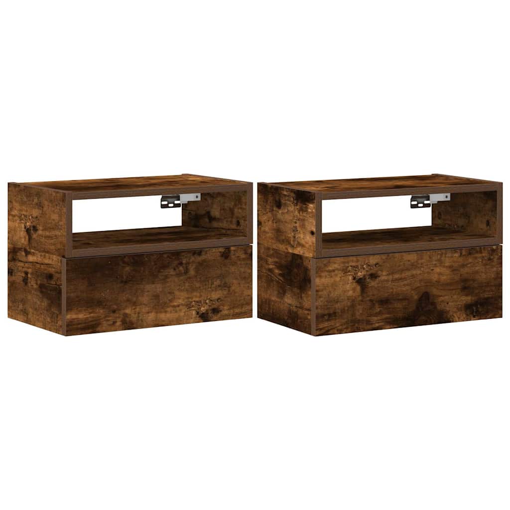 vidaXL Wand-Nachttische 2 Stk. Räuchereiche 45x26x28,5 cm