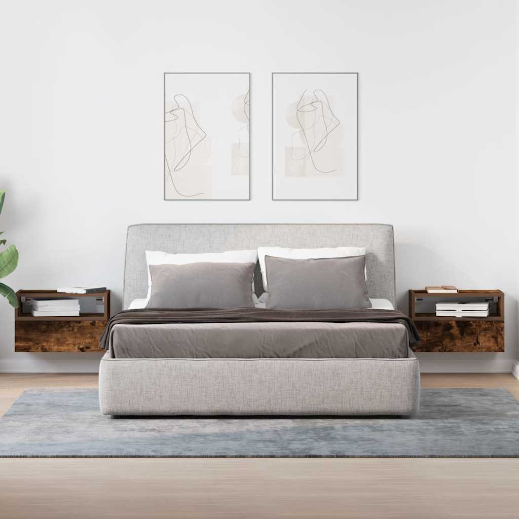 vidaXL Wand-Nachttische 2 Stk. Räuchereiche 45x26x28,5 cm