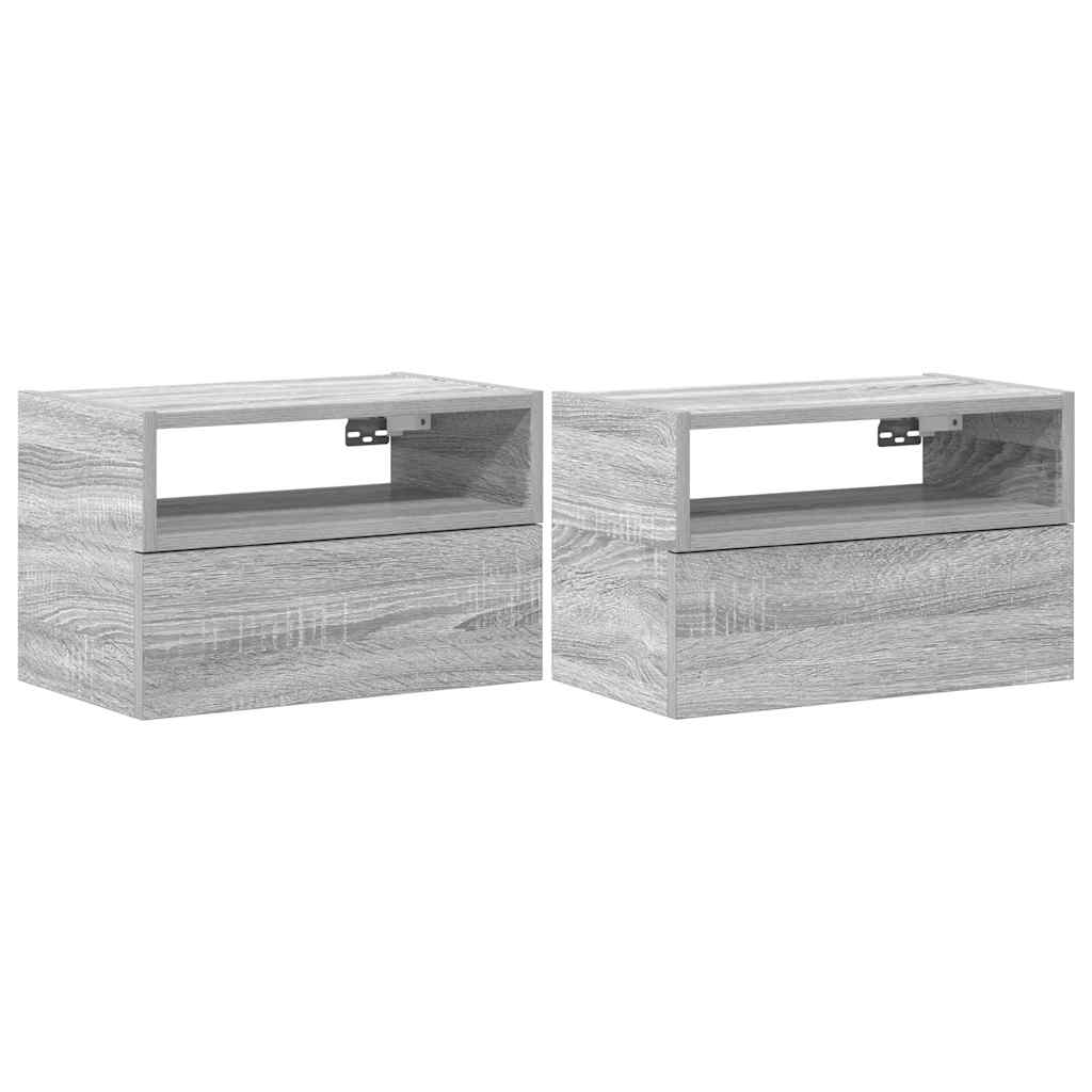 vidaXL Wand-Nachttische 2 Stk. Grau Sonoma 45x26x28,5 cm