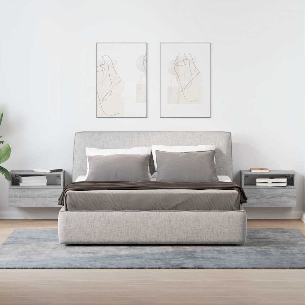 vidaXL Wand-Nachttische 2 Stk. Grau Sonoma 45x26x28,5 cm