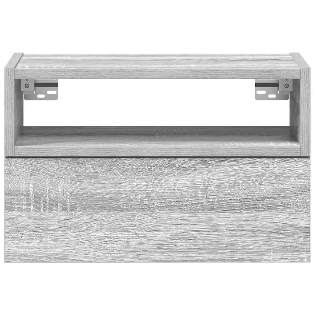 vidaXL Wand-Nachttische 2 Stk. Grau Sonoma 45x26x28,5 cm