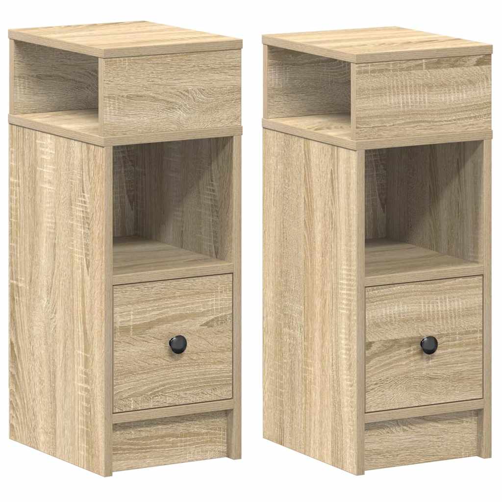 vidaXL Nachttische 2 Stk. mit Schublade Sonoma-Eiche 25x31x66 cm